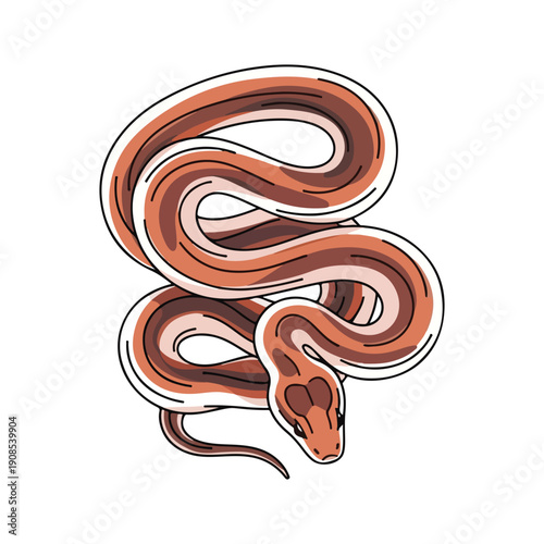 Coiled snake vector illustration Reptile sticker design