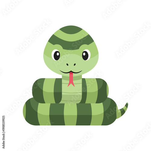 Cute cartoon green snake icon sticker