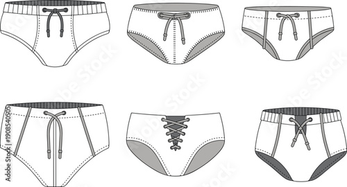 Men underwear briefs vector set, male fashion innerwear illustration, comfortable cotton briefs design, modern men clothing flat style