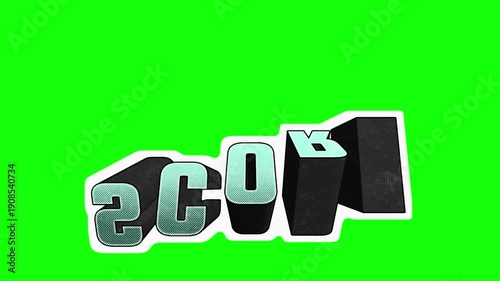 looping smooth 3d text morph animation transforming goool to score with retro comic halftone style on green screen background for sports video editing, game celebration and broadcast overlay