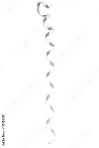 White serpentine streamer on white background. Party decoration
