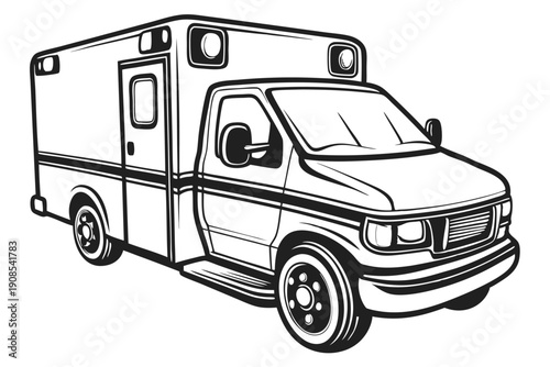 Ambulance Silhouette Isolated, Emergency Vehicle, Urgent Care Transportation, Healthcare Icon