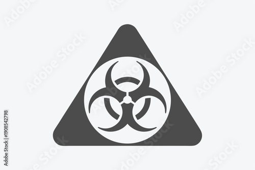 Dark Gray Biohazard Symbol Inside Triangle Shape On Plain White Background Isolated