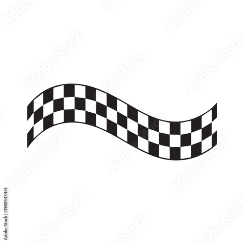 Waving checkered flag finish line racing sport black white banner element on transparent background motorsport competition symbol
