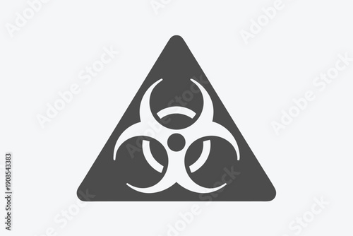 Isolated Triangle Biohazard Sign with Circular Design Element on Plain White Backdrop
