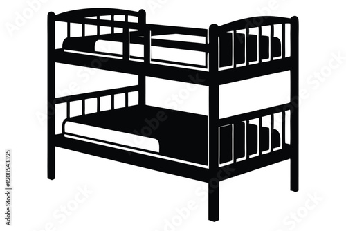 bunk bed line art silhouette vector illustration
