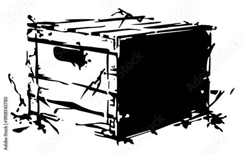 Closed wooden cargo crate with grunge texture