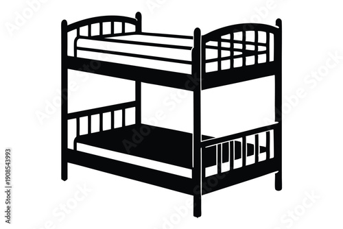 bunk bed line art silhouette vector illustration