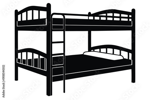bunk bed line art silhouette vector illustration