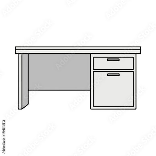 Simple Office Desk Illustration with Drawers Vector Graphic