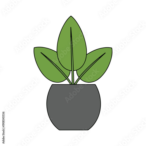 Simple Potted Houseplant Icon Illustration Vector Art
