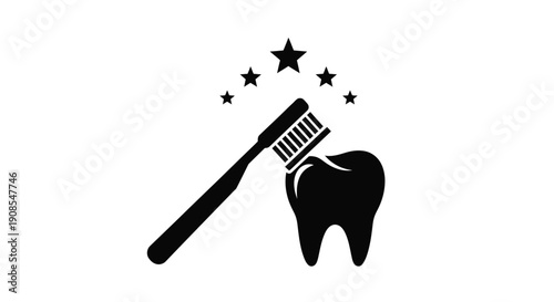 Toothbrush and tooth graphic a dental health illustration silhouette