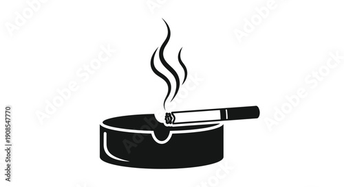 Black ashtray with a lit cigarette a striking silhouette