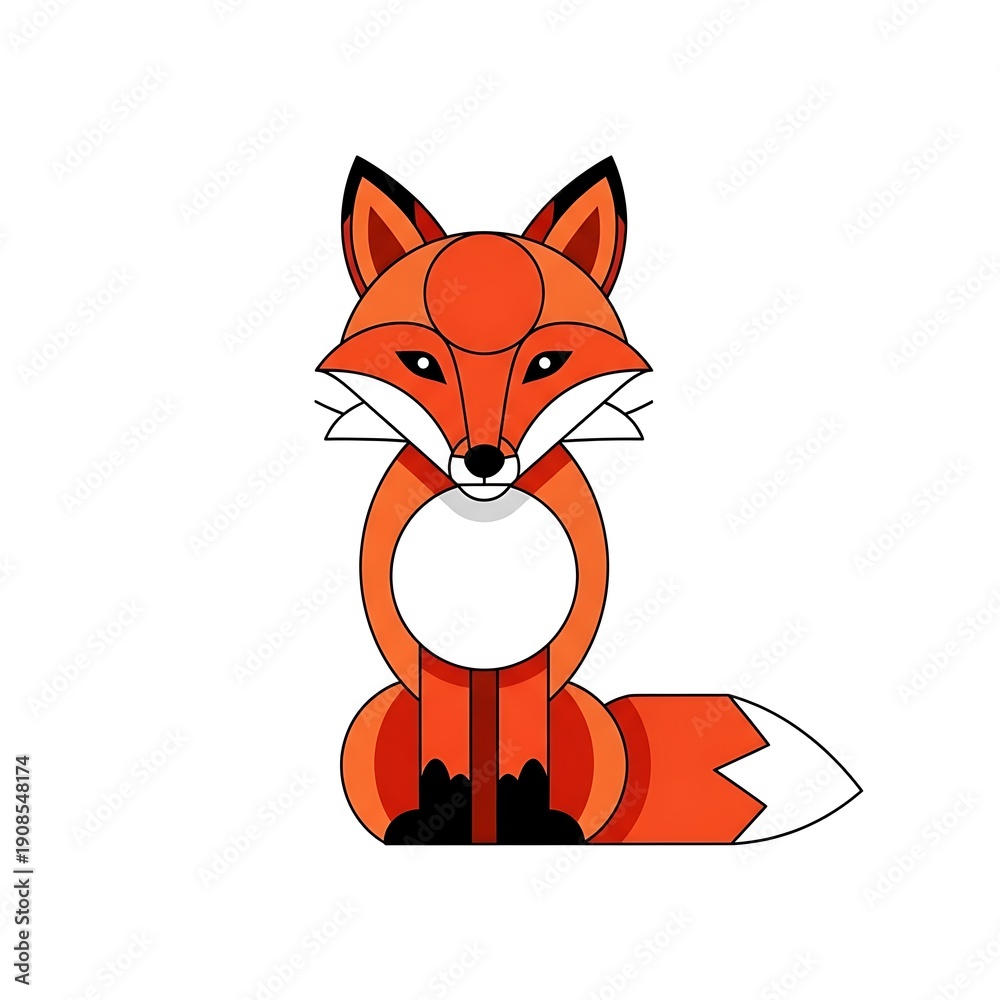Obraz premium Geometric orange fox illustration sitting on a white background