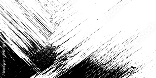 Abstract texture grunge made of diagonal streaks and distressed lines, black ink on a white background. grunge scratch patterns, chaotic linear noise. dirty monochrome pattern of the old worn surface.
