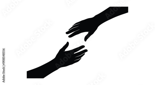 Two hands reaching for each other a simple black silhouette