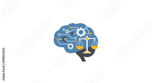 Brain with gear balance scale.