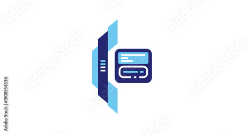 Blue Server Icon with Database Symbol.