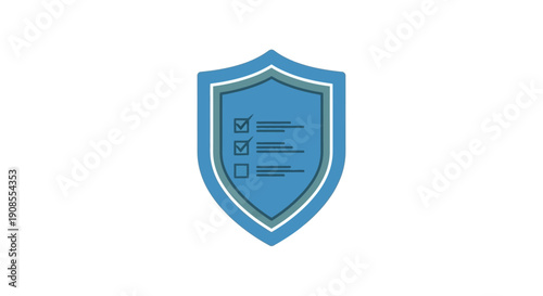 Blue Shield Icon With Lines.