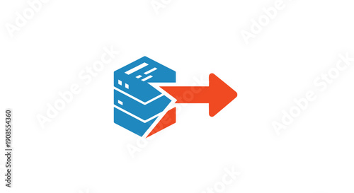 Blue server with arrow pointing right.