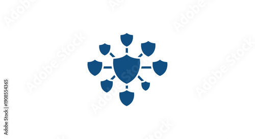Blue Shield Icon with Multiple Shields.