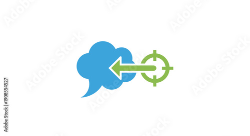 Blue speech bubble with green target.