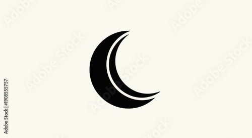 Black crescent moon icon on light background