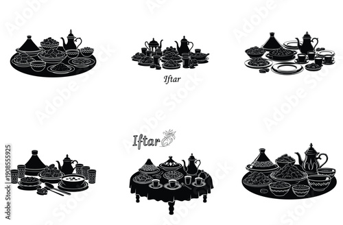set of silhouettes of crowns vector