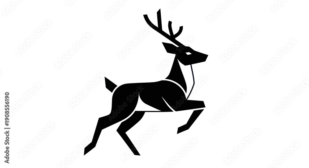 Obraz premium Black deer silhouette isolated on white