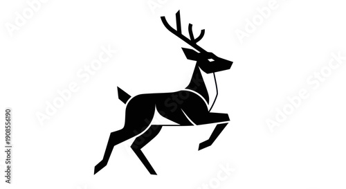 Black deer silhouette isolated on white