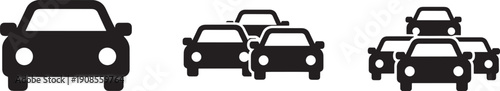 Set of Car Traffic and Transportation Icons in Flat Style