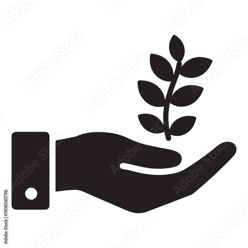 Hand holding a small plant with leaves growing out of it  symbol of growth and nature