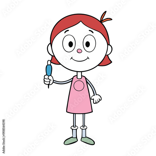 A cheerful little girl holding a bright toothpaste tube, smiling wide, ready to brush her teeth, promoting healthy habits and a sparkling clean smile every day.
