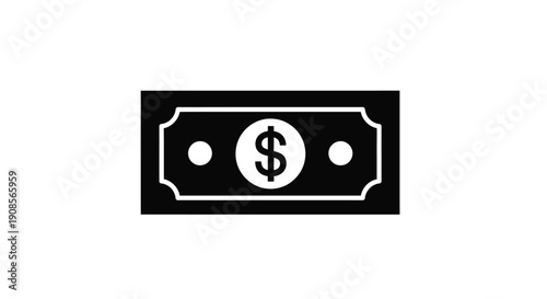 A simple black silhouette of a dollar bill design silhouette
