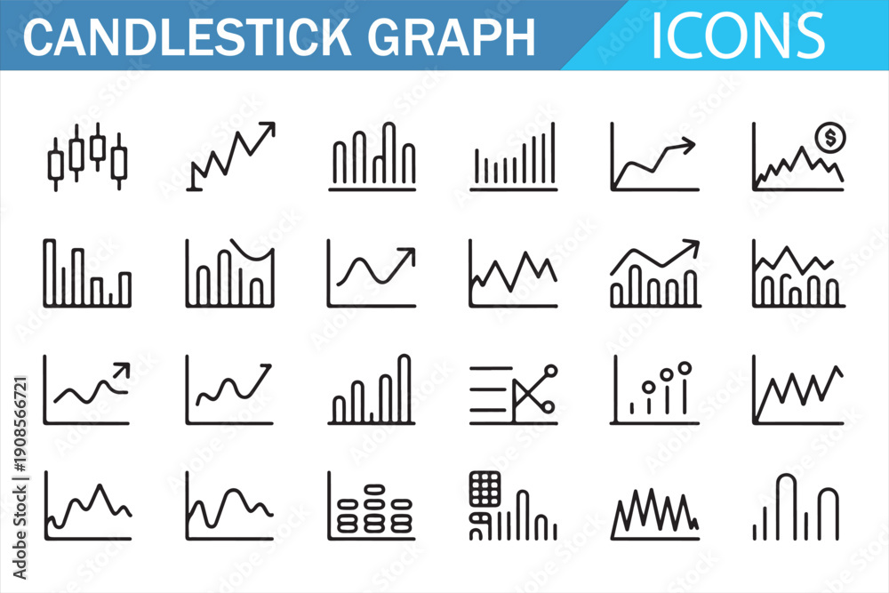 Naklejka premium Market trend candlestick diagram vector collection
