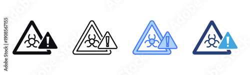 Biohazard Warning icon sheet multiple style collection