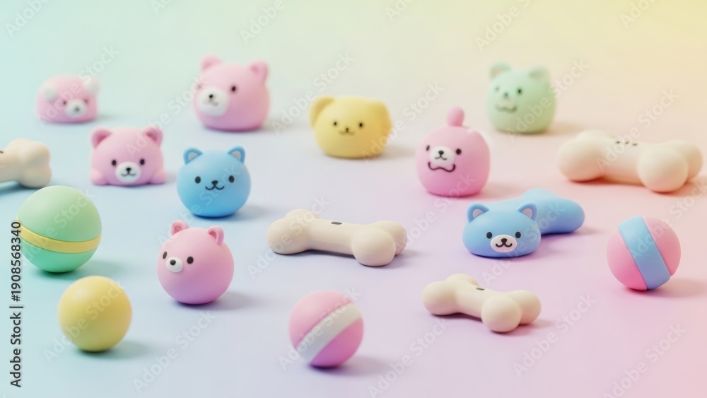 Fototapeta premium Collection of Adorable Pastel-Colored Animal and Toy-Shaped Eras