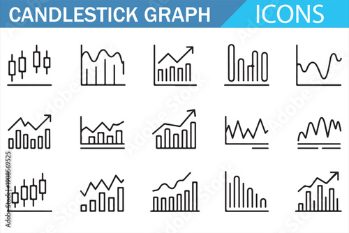 Forex and crypto candlestick chart minimal vector icons