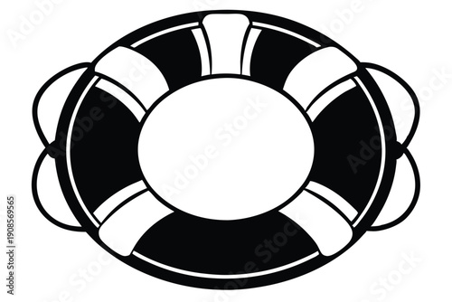 lifebuoy ring line art silhouette vector illustration