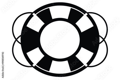 lifebuoy ring line art silhouette vector illustration