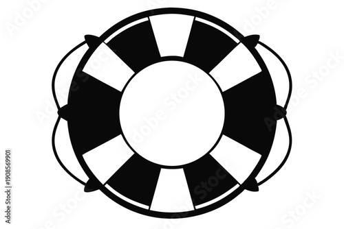lifebuoy ring line art silhouette vector illustration