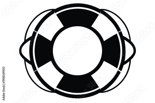 lifebuoy ring line art silhouette vector illustration