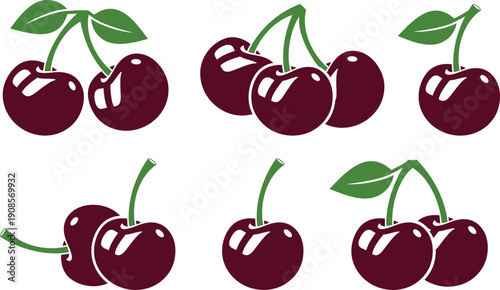 Ripe berry. Red berry. Cherry logo. Isolated cherry on white background