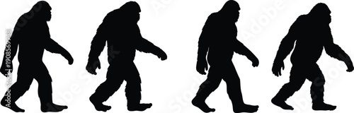 Bigfoot silhouette walking in forest