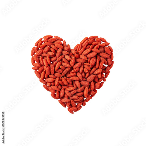 Goji berries in heart shape On Transparent Background