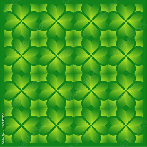 Interlaced green petals tile endlessly, forming rhythmic symmetry, organic geometry, calm repetition, garden-like harmony, and soothing visual cadence, flow balance.