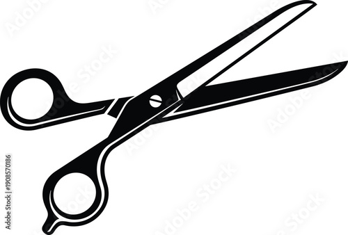 Scissors silhouette illustration with sharp cutting tool design, black outline craft and office equipment symbol isolated on white background for stationery and tailoring concepts