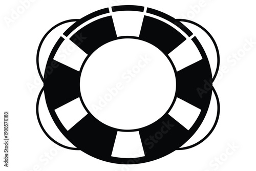 lifebuoy ring line art silhouette vector illustration