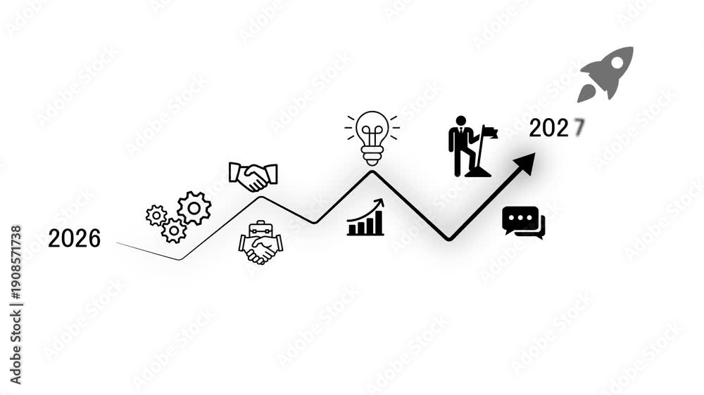 Business arrow 2026 to 2027 success concept. A strategic business ...