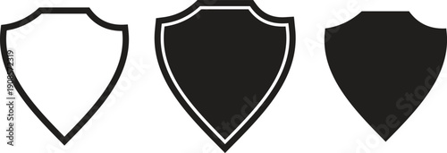 Shield check mark icon set. Security shield protection icon. Shield with tick symbol. Security protection sign. Vector illustration